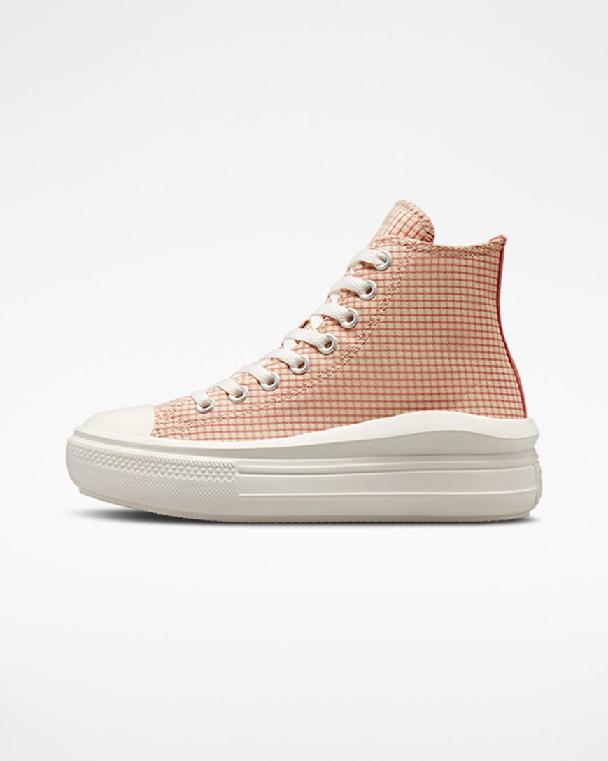 Zapatos Plataforma Converse Chuck Taylor All Star Move Checkered Altas Mujer Albaricoque | PE 78L4PW